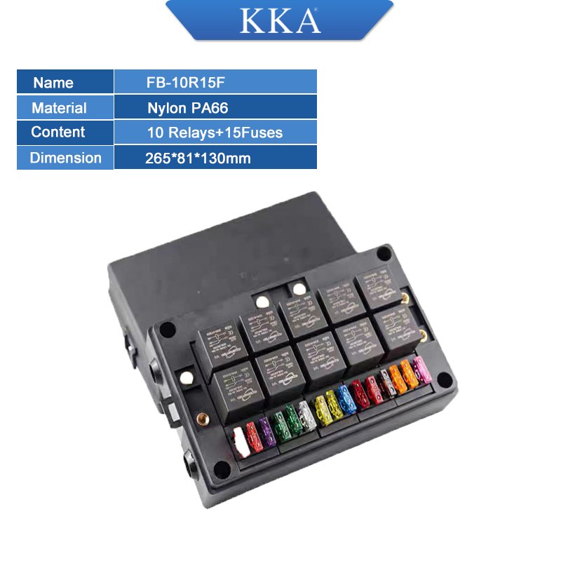 KKA-FB-10R15F Automotive Relay Fuse Box for Auto Electric System, DIY Car Fuse Box, Module Control Box