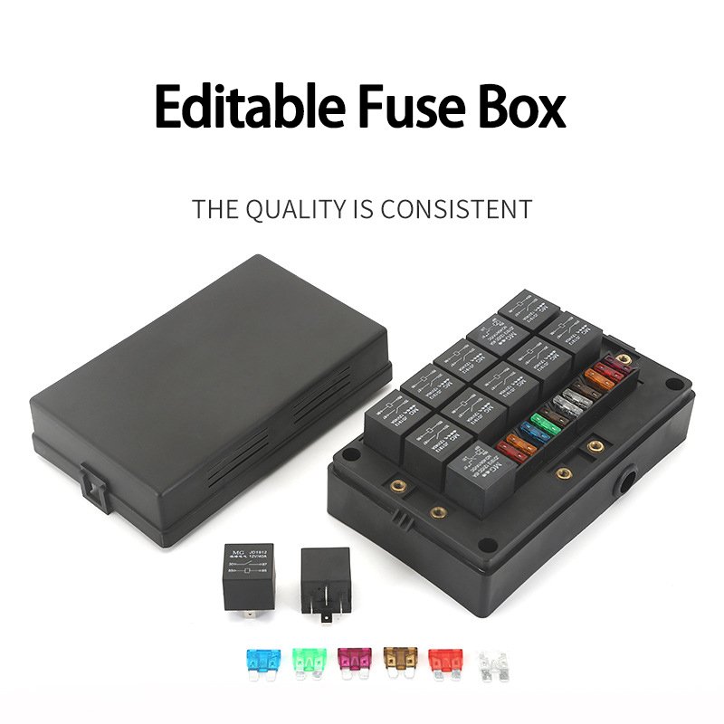 KKA-FB-10R15F Automotive Relay Fuse Box for Auto Electric System, DIY Car Fuse Box, Module Control Box