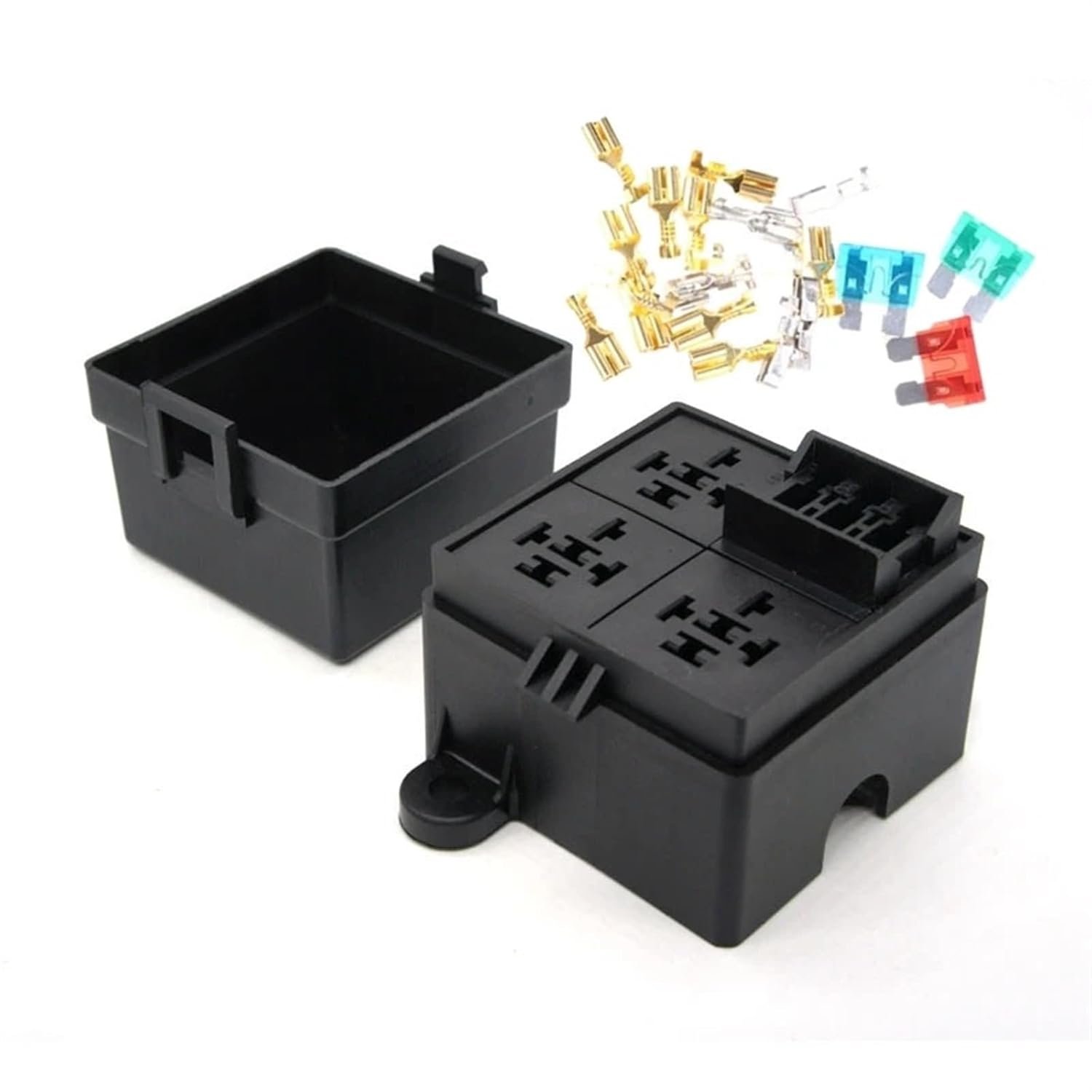 Auto Car Truck 3 Way Fuse Holder Relay Holder Circuit Standard ATO Blade Fuse Relay Holder 12V 40A Relay 1Pcs(Box)