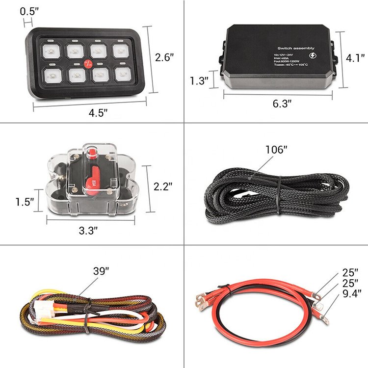 Truck Boat Caravan Marine 8 Gang Switch Panel ON-OFF LED Car Circuit Control Relay System Box Universal Touch Switch Panel