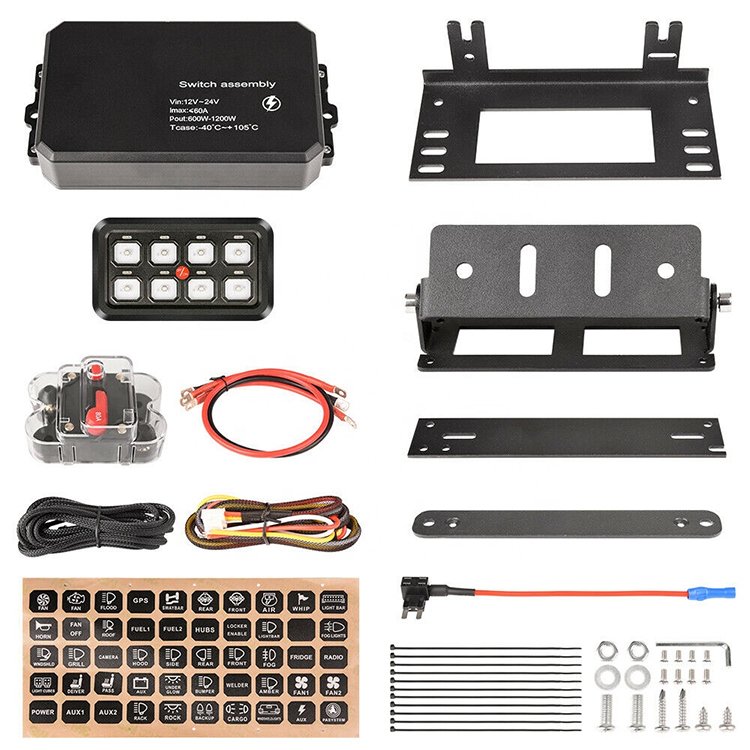 Truck Boat Caravan Marine 8 Gang Switch Panel ON-OFF LED Car Circuit Control Relay System Box Universal Touch Switch Panel