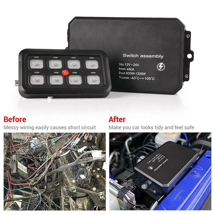 Truck Boat Caravan Marine 8 Gang Switch Panel ON-OFF LED Car Circuit Control Relay System Box Universal Touch Switch Panel