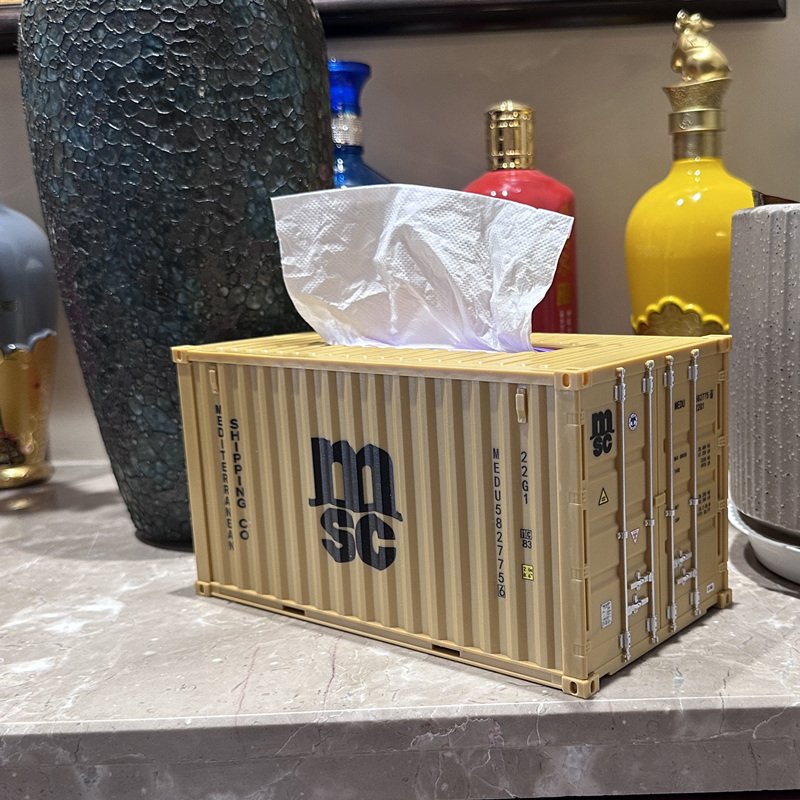 Custom logo Freight Forwarding Company Business Gift White Shipping Container Scale Model 1:25 Car Tissue Box