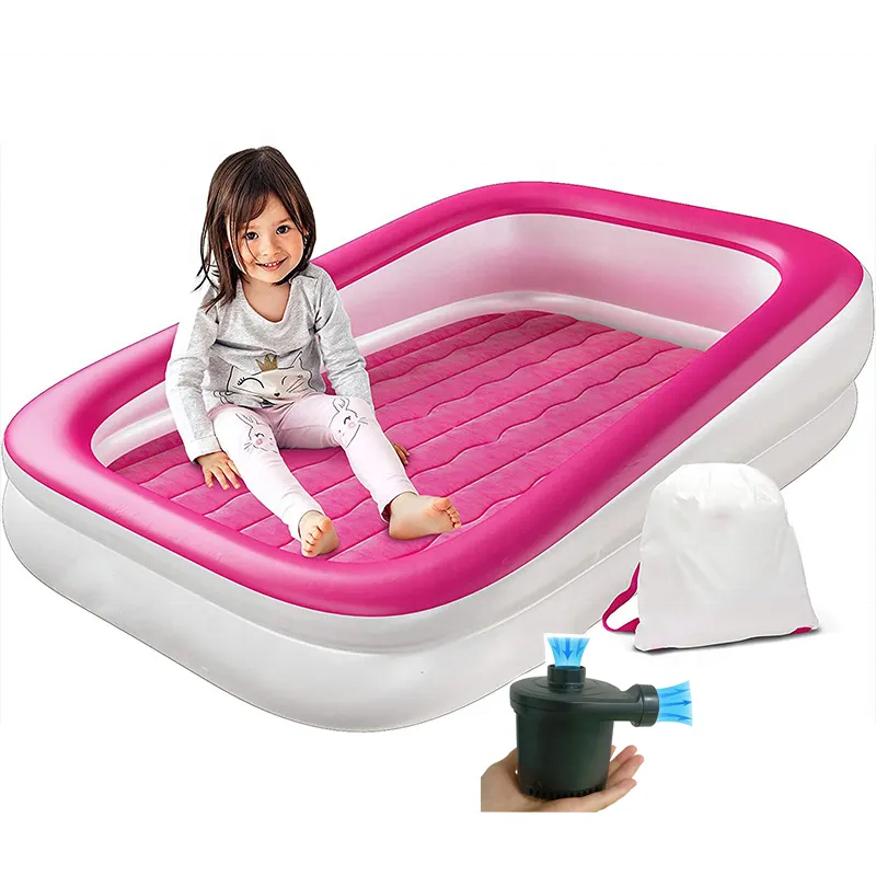 Inflatable Toddler Travel Bed Air Mattress Kids with Safety Bumpers 4-Sided Portable Toddler Bed for Kids