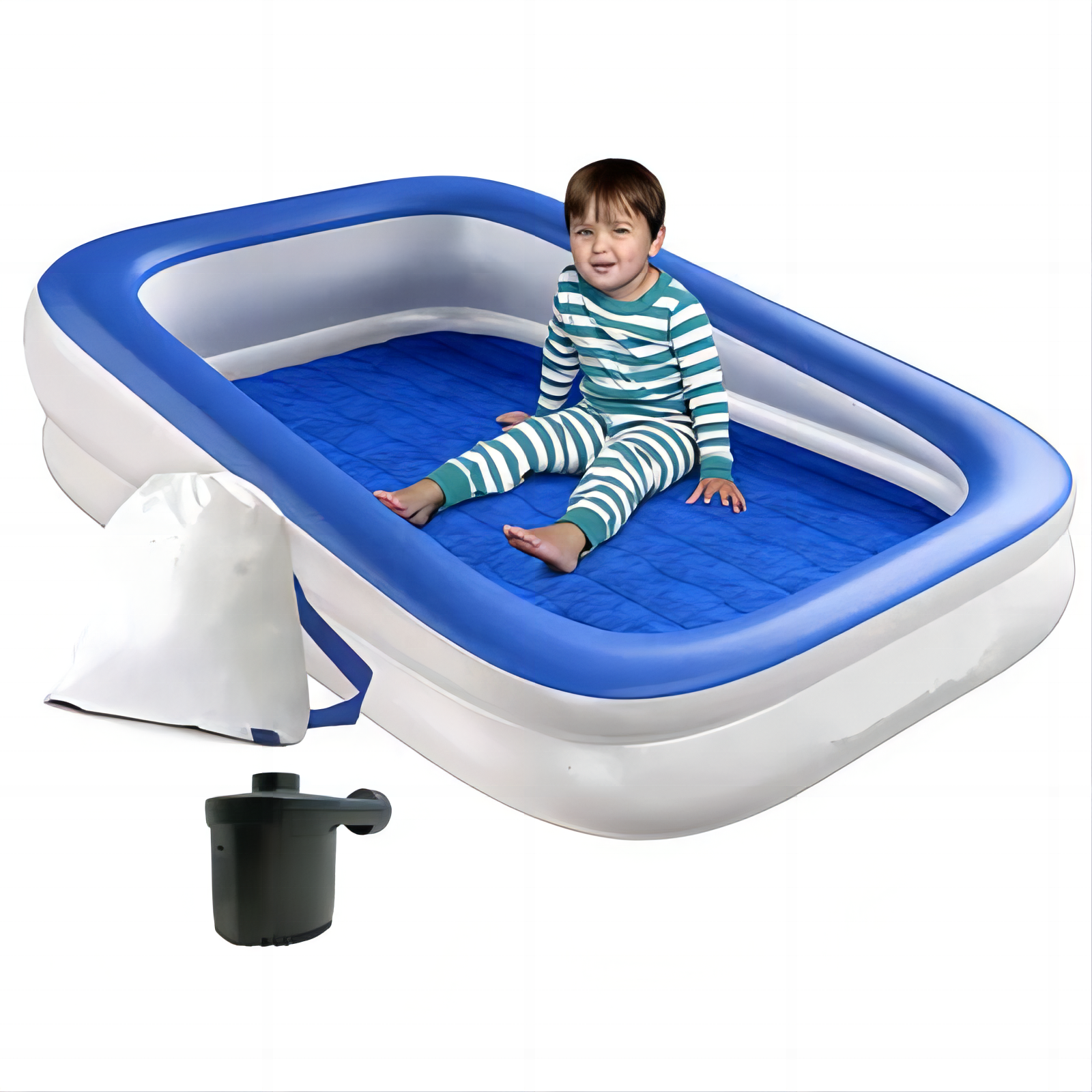 Inflatable Toddler Travel Bed Air Mattress Kids with Safety Bumpers 4-Sided Portable Toddler Bed for Kids