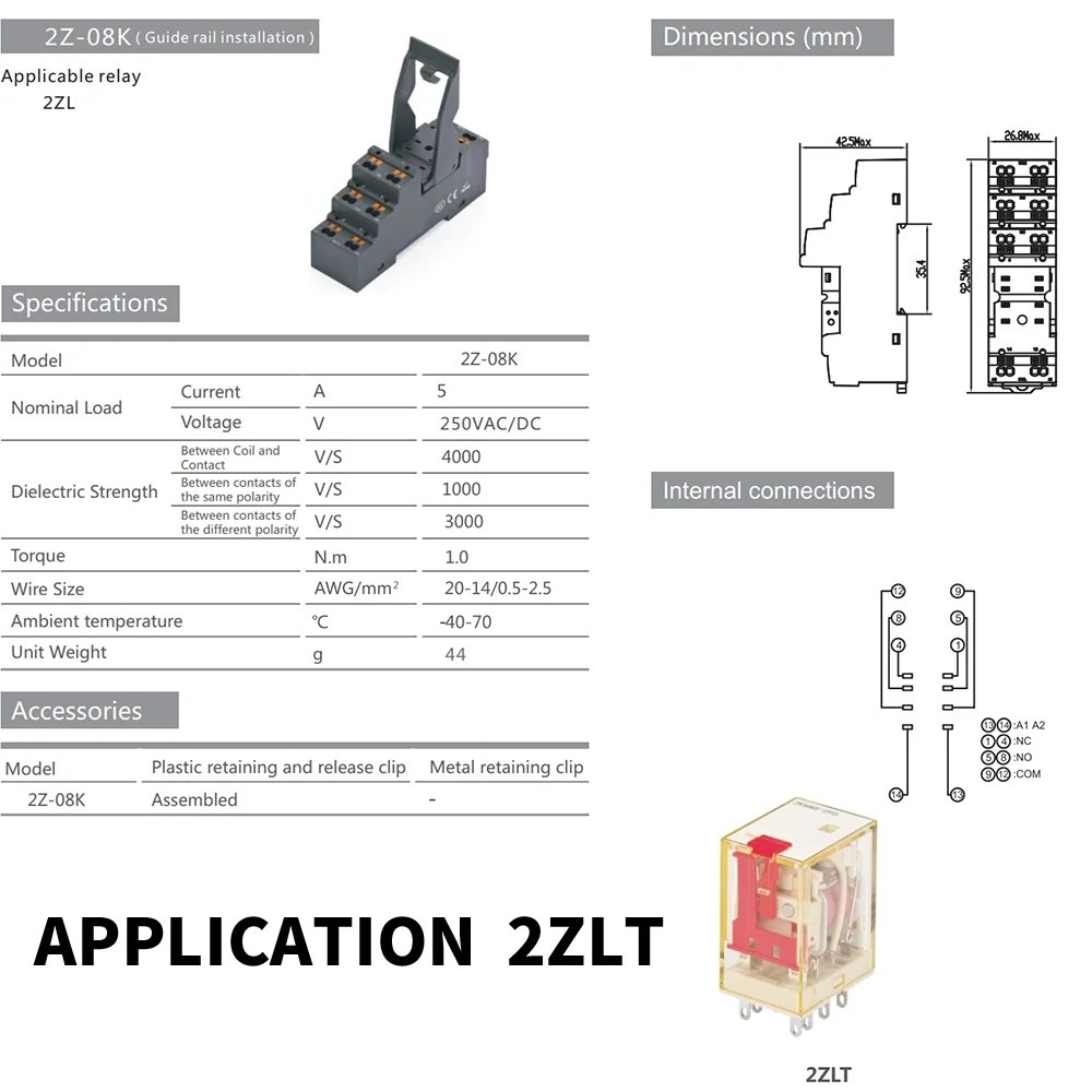 Relais 2ZLT Series Electronic Electromagnetic 12v Relay LED Lamp 5A/8A 8/14Pins Coil DPDT/4PDT DC24V AC220V relay Socket 8pin