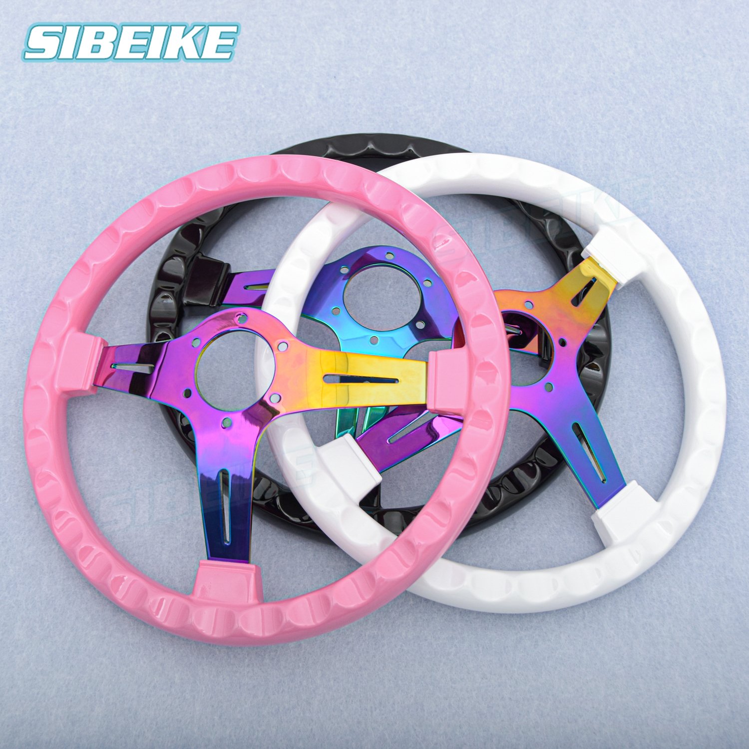 JDM Racing Car Steering Wheel 14inch Neo Spoke Sports Steering Wheel with Horn Ring and Horn Button