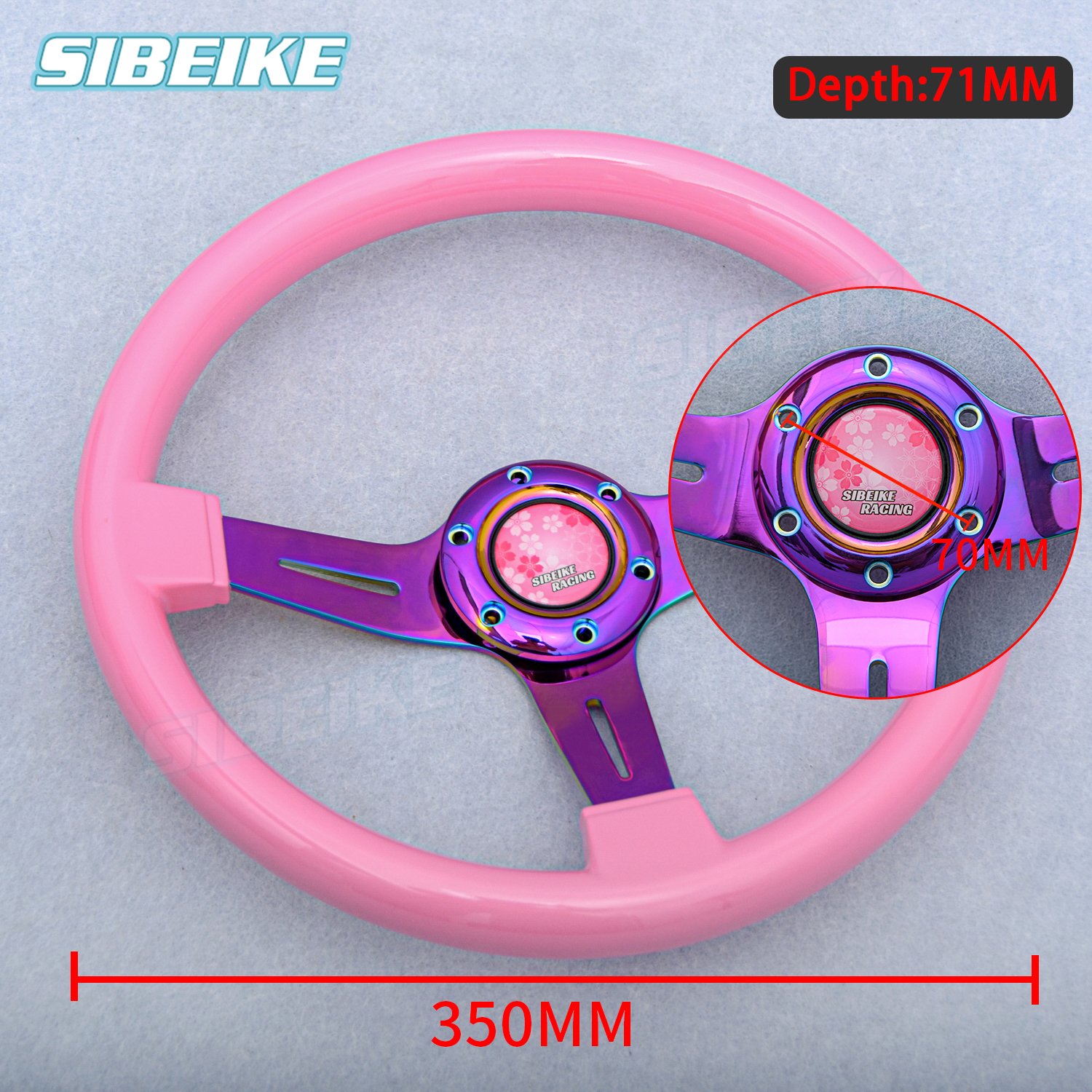 JDM Racing Car Steering Wheel 14inch Neo Spoke Sports Steering Wheel with Horn Ring and Horn Button