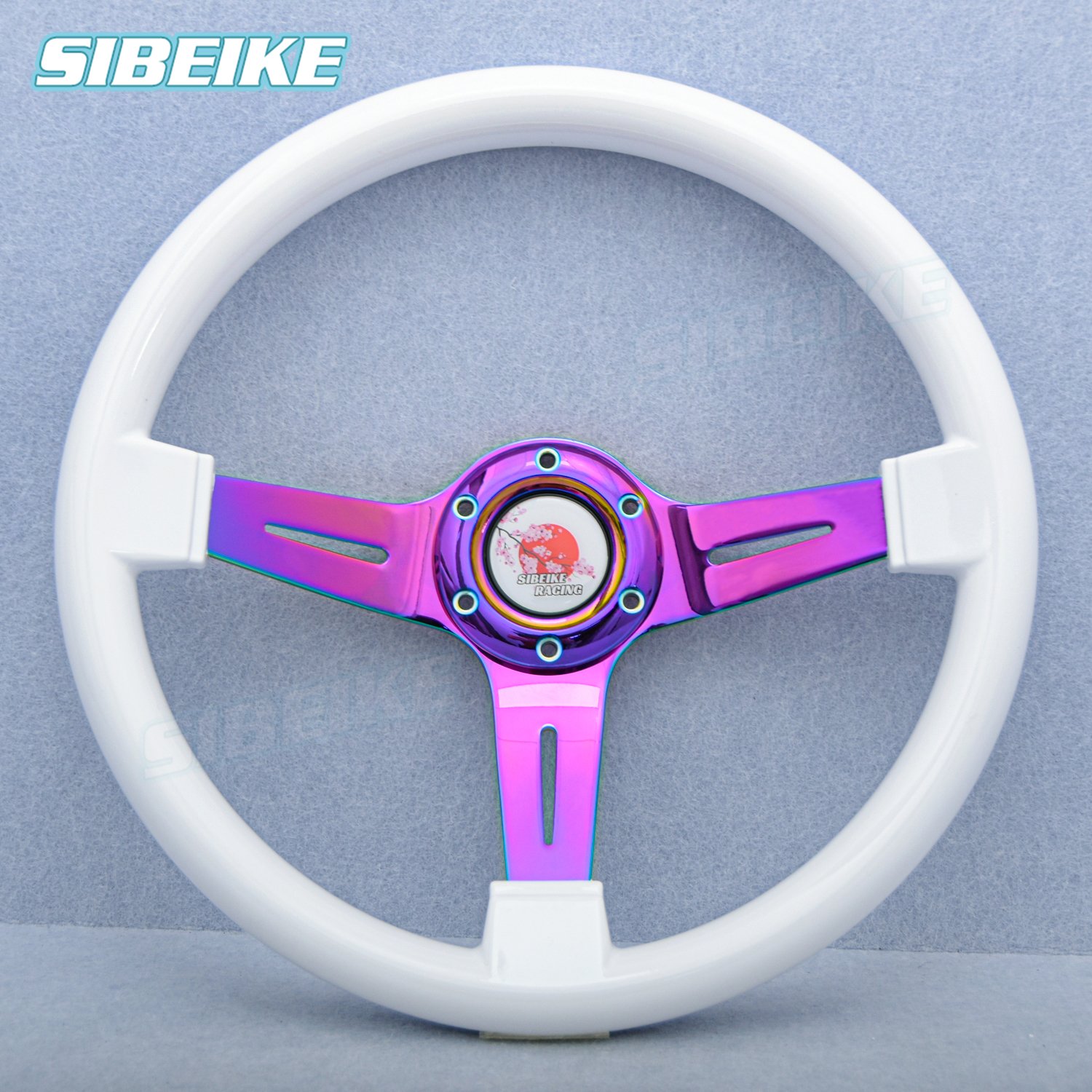 JDM Racing Car Steering Wheel 14inch Neo Spoke Sports Steering Wheel with Horn Ring and Horn Button