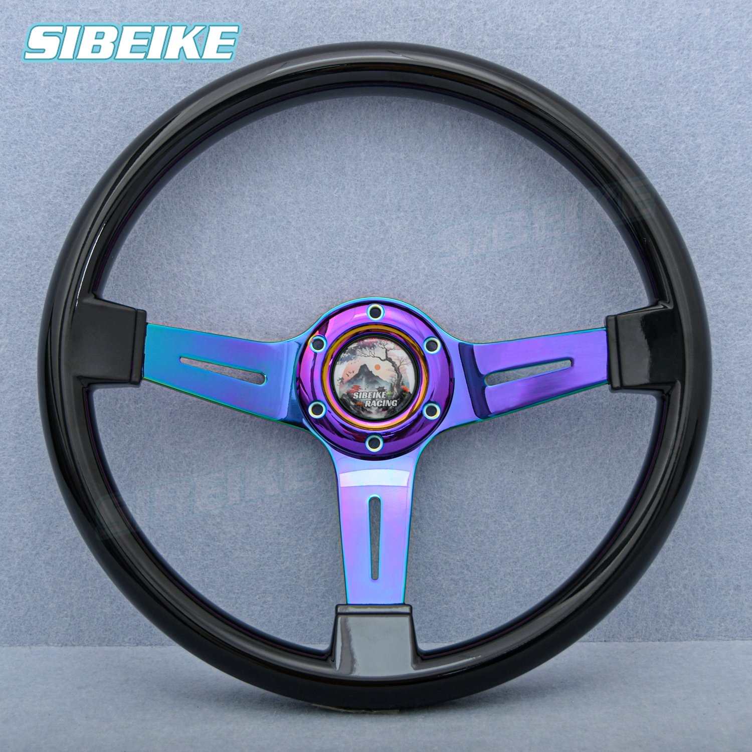 JDM Racing Car Steering Wheel 14inch Neo Spoke Sports Steering Wheel with Horn Ring and Horn Button