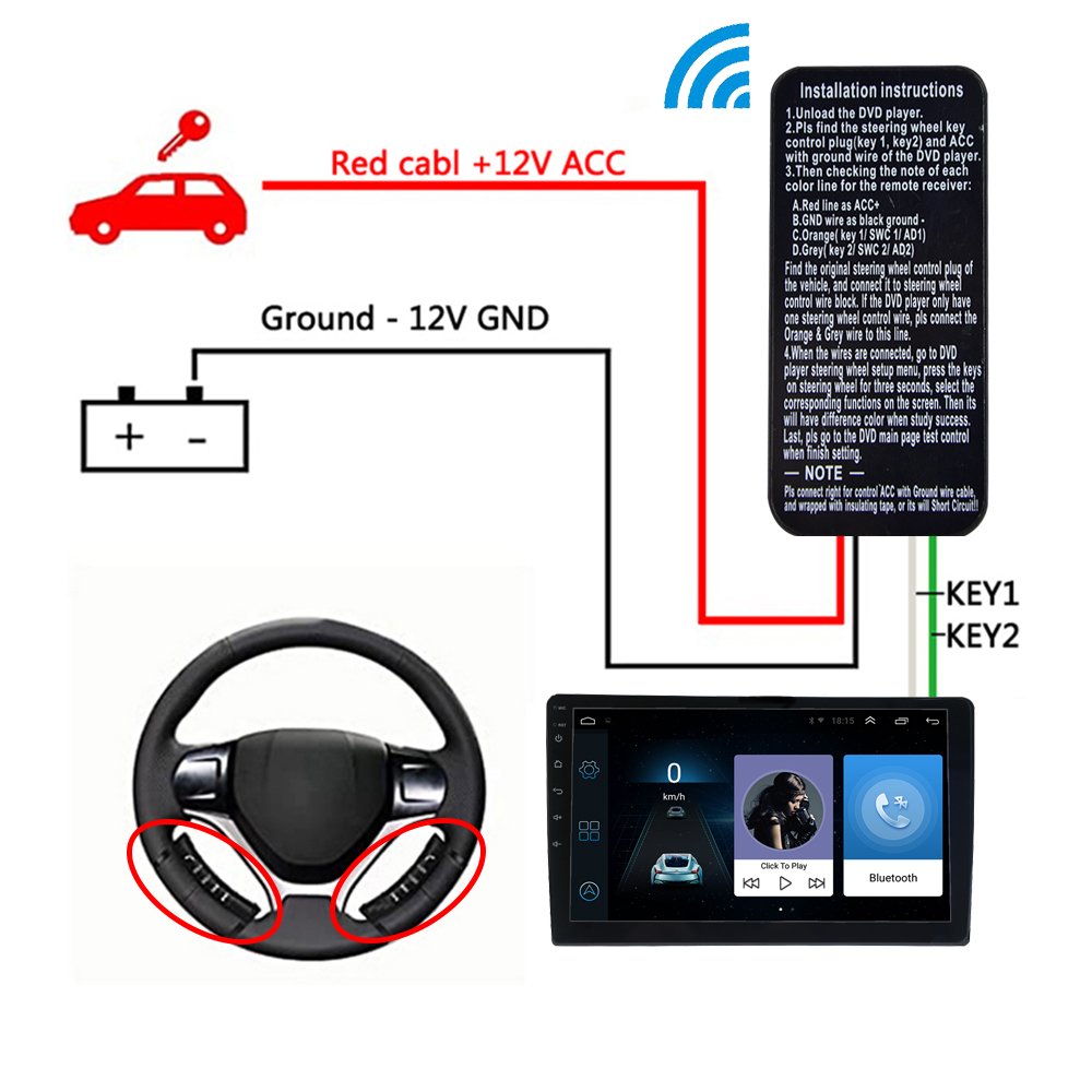 2din Car Radio Wireless Steering Wheel remote control for car radio stereo video gps mp5 dvd player