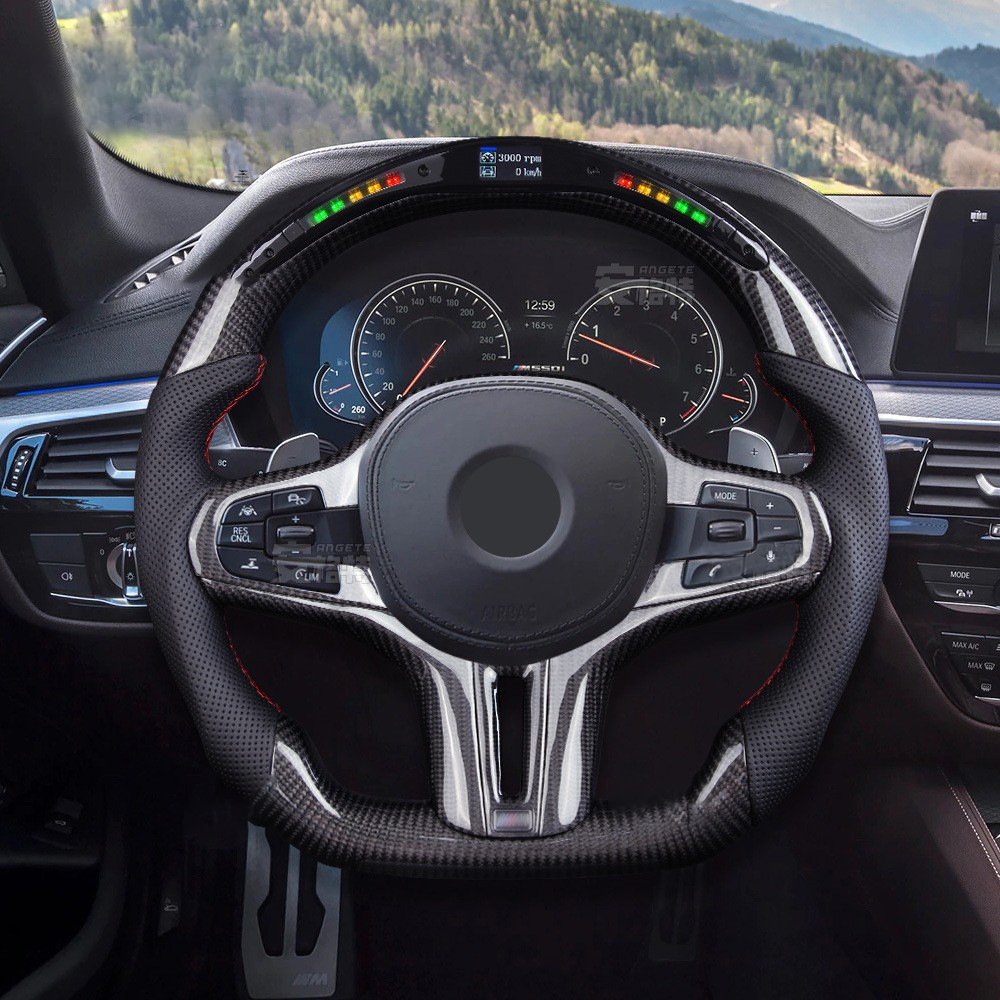 LED Shift Light Carbon Fiber Steering Wheels Fit for B M W E90 E92 M3 E82 E90 E87 M3 M2 Custom Steering Wheels