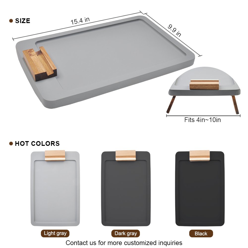 Luxury Antislip Silicone Wood Snack Tray Convenient Foldable Sofa Armrest Tray for Home Living Room Travel for Food Coffee