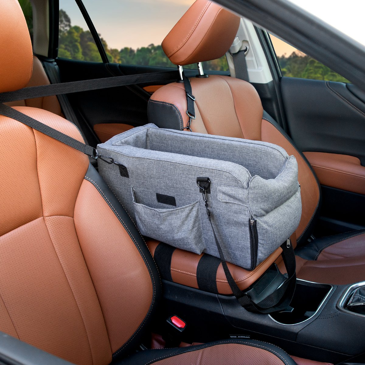 2 in 1 Center Console Dog Car Seat Armrest Pet Car Seat Portable Middle Console Dog Booster Car Seat for Small Dogs Pets