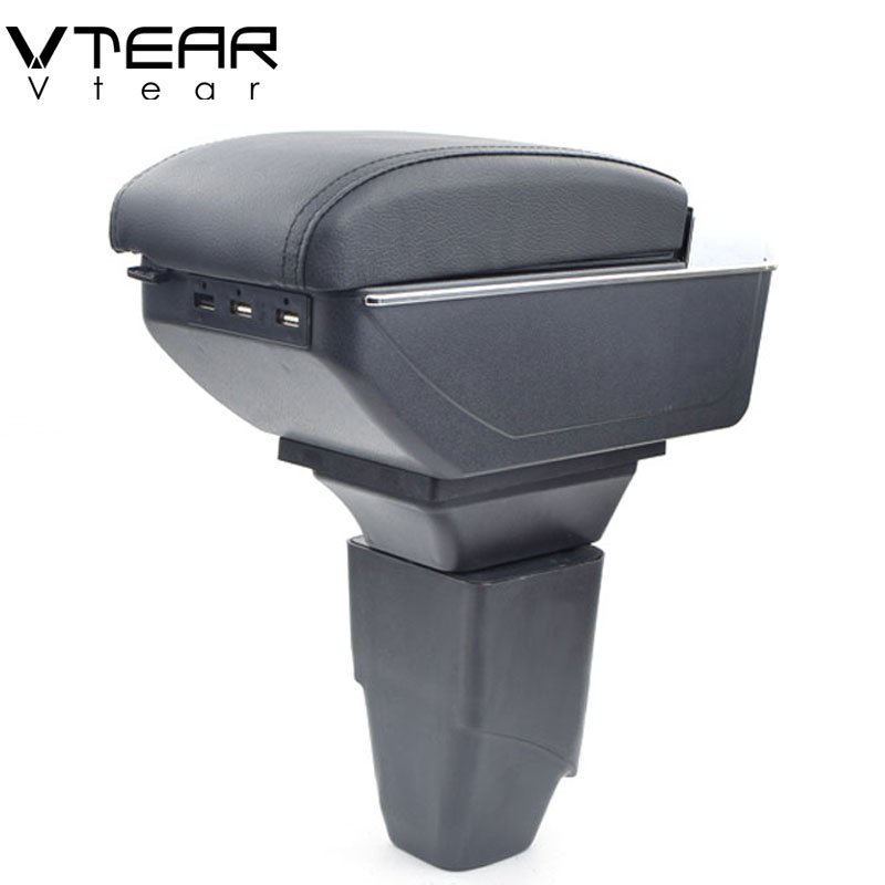 Vtear Interior Arm Rest Car Accessories ABS for PEUGEOT 206 207 Armrest USB Charging Heighten Central Store Content Storage Box