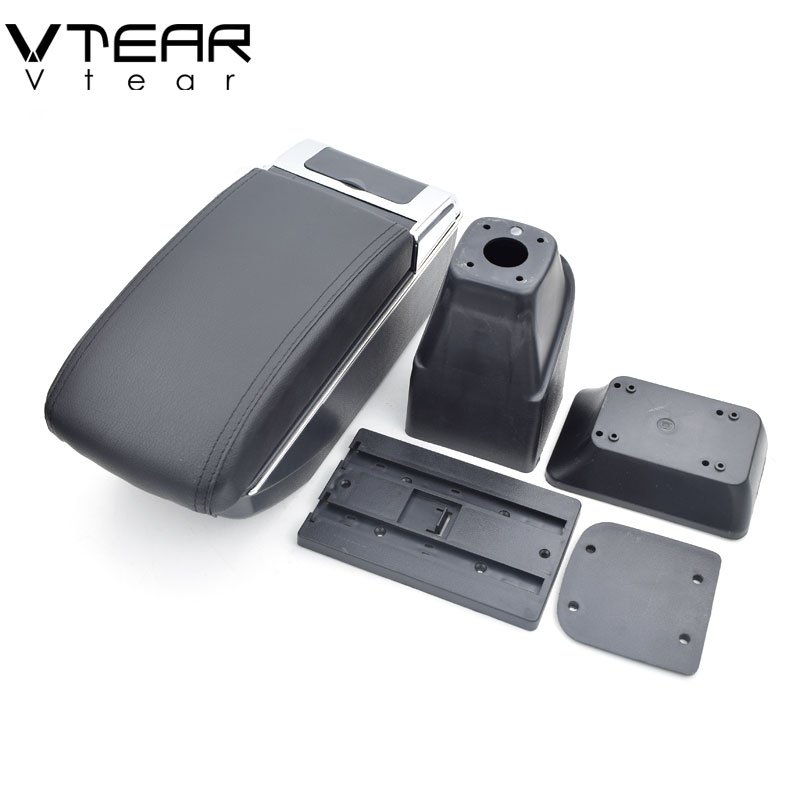 Vtear Interior Arm Rest Car Accessories ABS for PEUGEOT 206 207 Armrest USB Charging Heighten Central Store Content Storage Box