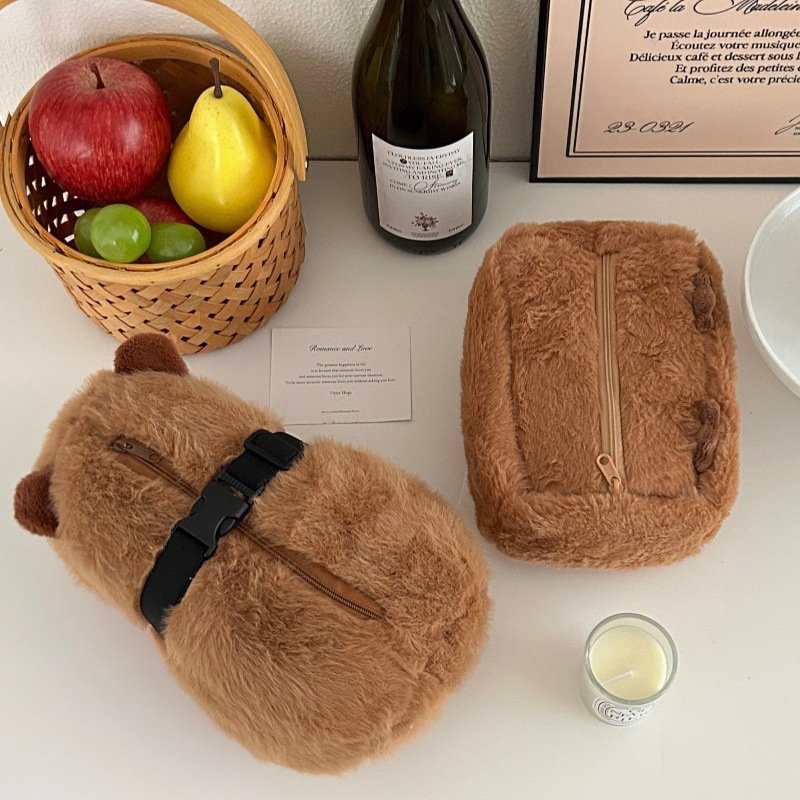 Soft Capybara Car Tissue Box Cute Plush Doll Stuffed Animal Toy Capybara Car Armrest Box Multi-Functional Hanging Tissue Box