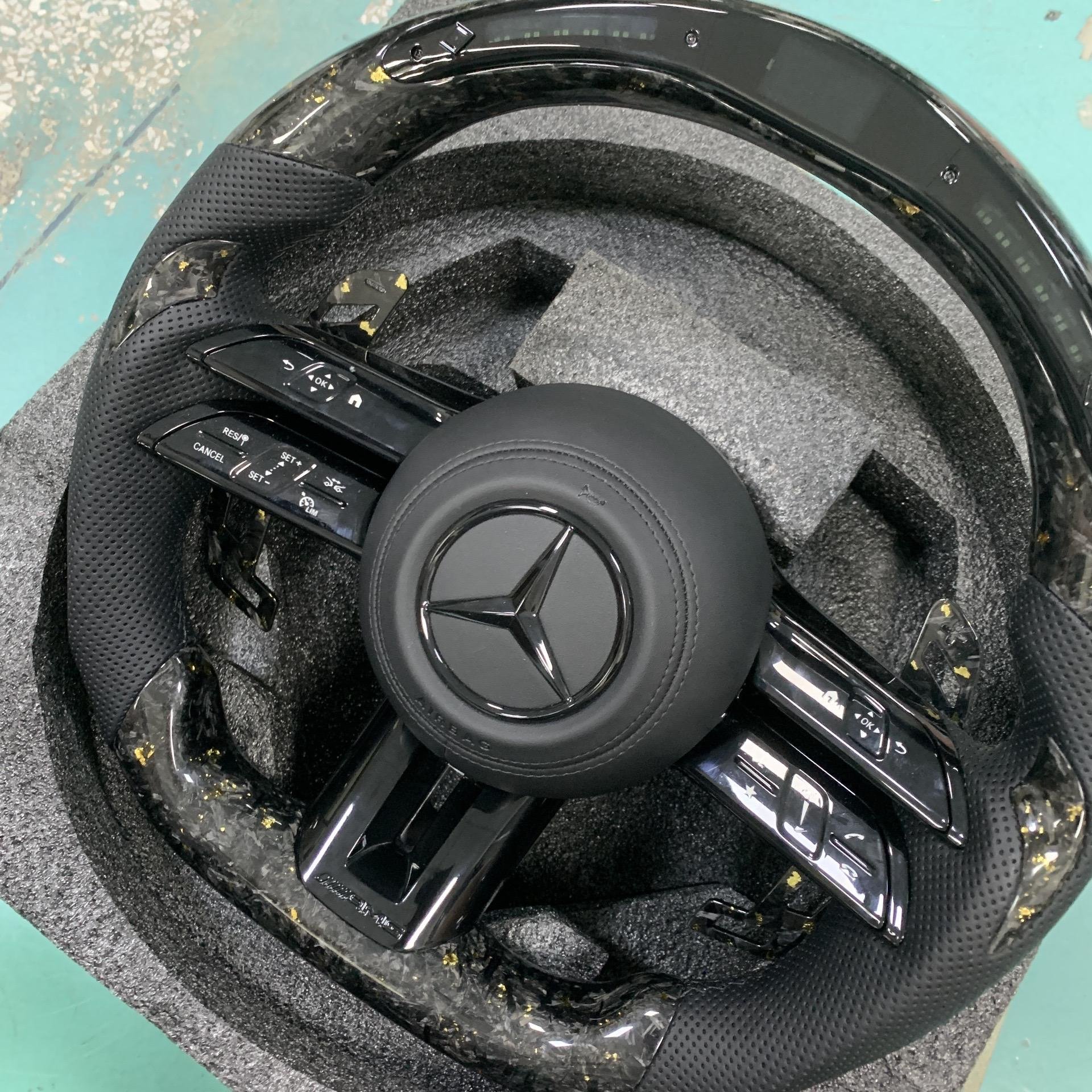 Forged Black Leather Steering Wheel For Mercedes Benz W204 W205 W212 W214 W215 AMG CLE Car Interior Accessories