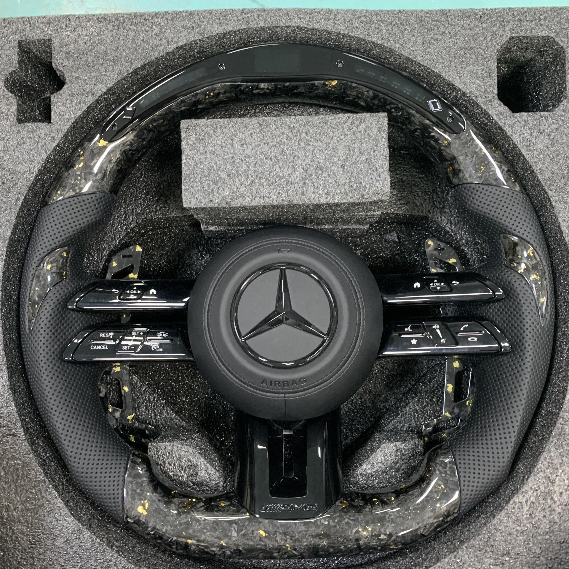 Forged Black Leather Steering Wheel For Mercedes Benz W204 W205 W212 W214 W215 AMG CLE Car Interior Accessories