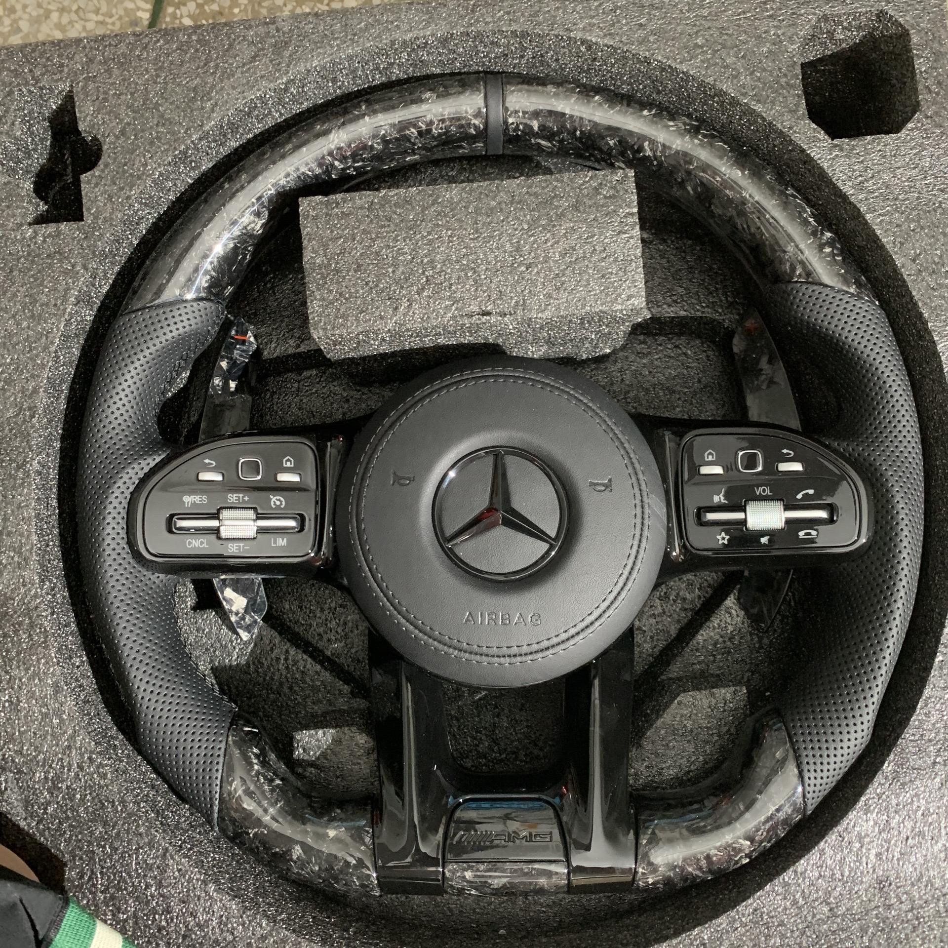 Forged Black Leather Steering Wheel For Mercedes Benz W204 W205 W212 W214 W215 AMG CLE Car Interior Accessories