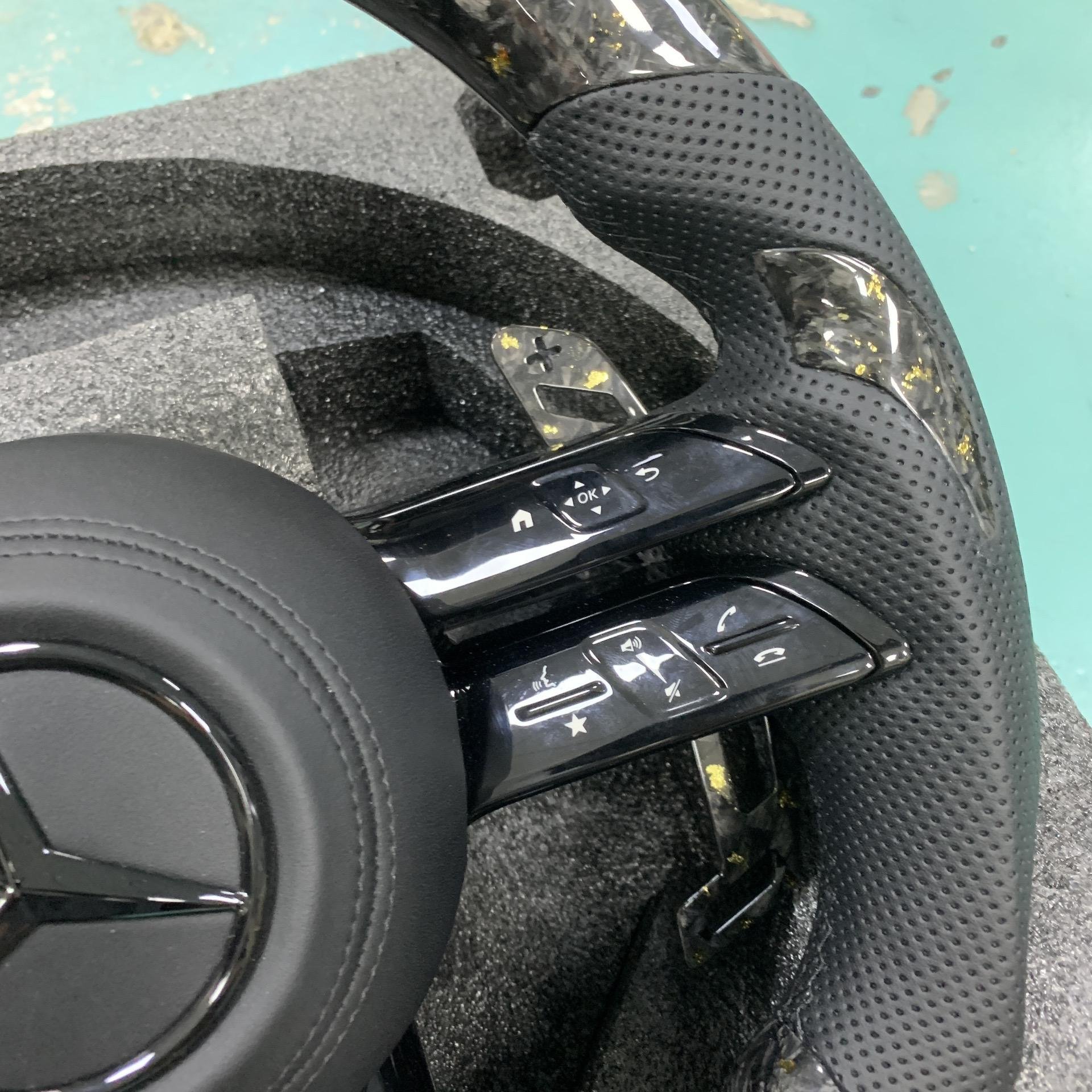 Forged Black Leather Steering Wheel For Mercedes Benz W204 W205 W212 W214 W215 AMG CLE Car Interior Accessories