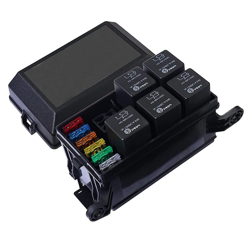 12V Electrical Relay Holder Fuse Box 6 Way Blade Auto Fuse Relay Box Pre-Wired Automotive Fuse and Relay Box