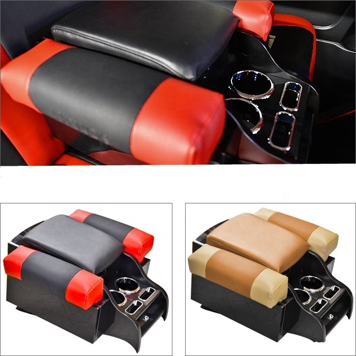 Leather Armbox with Storage Space Second Row Seat Console Interior Custom Parts Cup & Phone Holder for Toyota Hiace 200 Series