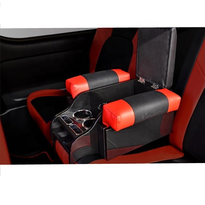 Leather Armbox with Storage Space Second Row Seat Console Interior Custom Parts Cup & Phone Holder for Toyota Hiace 200 Series
