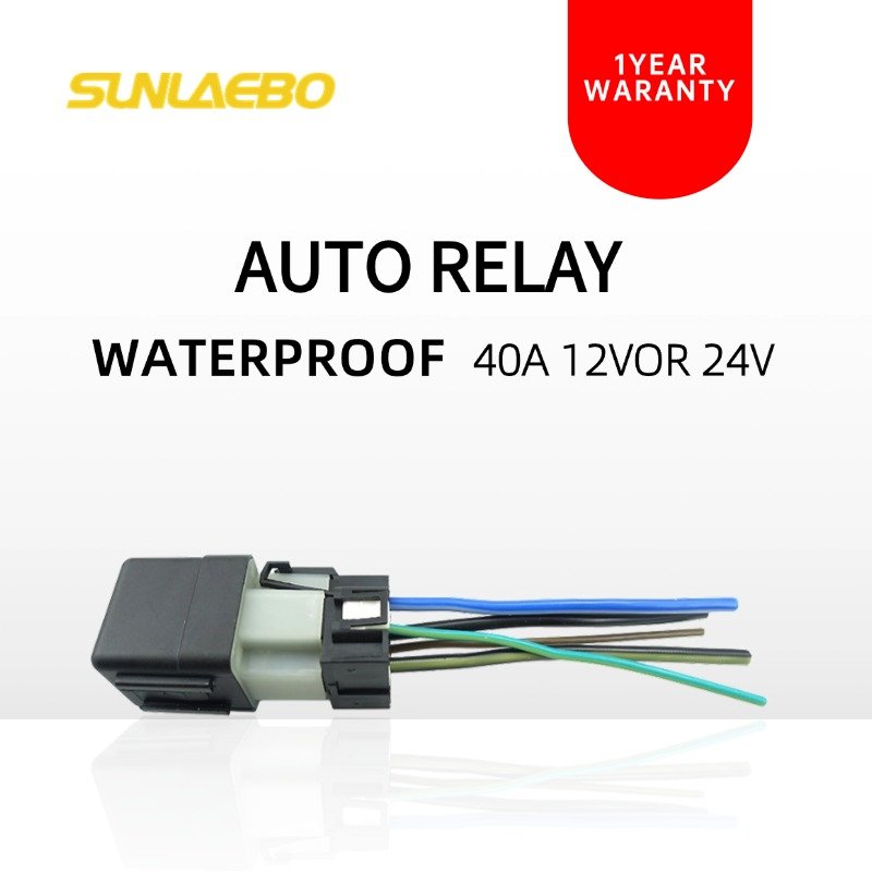 High Quality Waterproof 40A Auto Parts Pure Copper Coil Car Relay With Wire Harness 12V