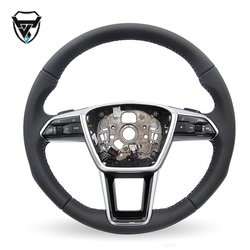 For Audi A6 2004-2013 silver carbon fiber leather steering wheel ZC-A6-P9