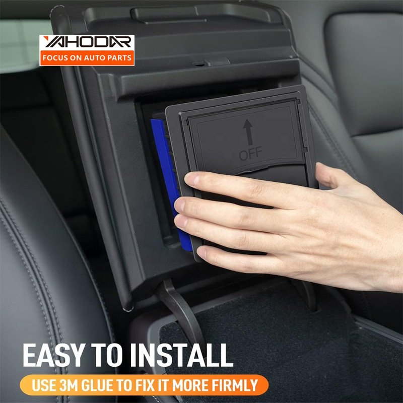 Yahodar Center Console One-Touch Armrest Central Hidden Storage Box for Tesla Model 3 Y Auto Accessories