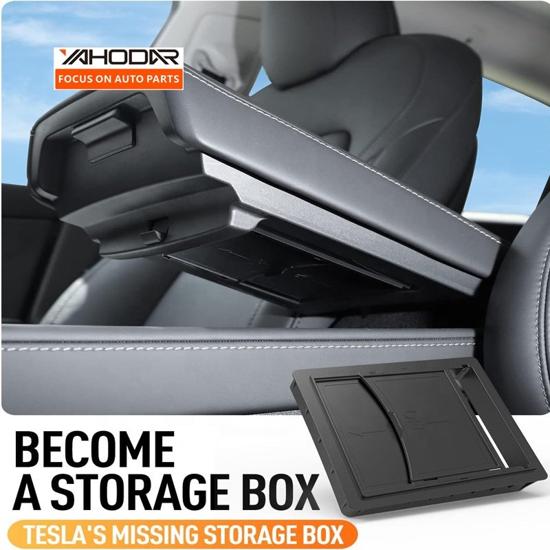 Yahodar Center Console One-Touch Armrest Central Hidden Storage Box for Tesla Model 3 Y Auto Accessories