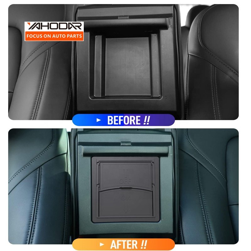 Yahodar Center Console One-Touch Armrest Central Hidden Storage Box for Tesla Model 3 Y Auto Accessories