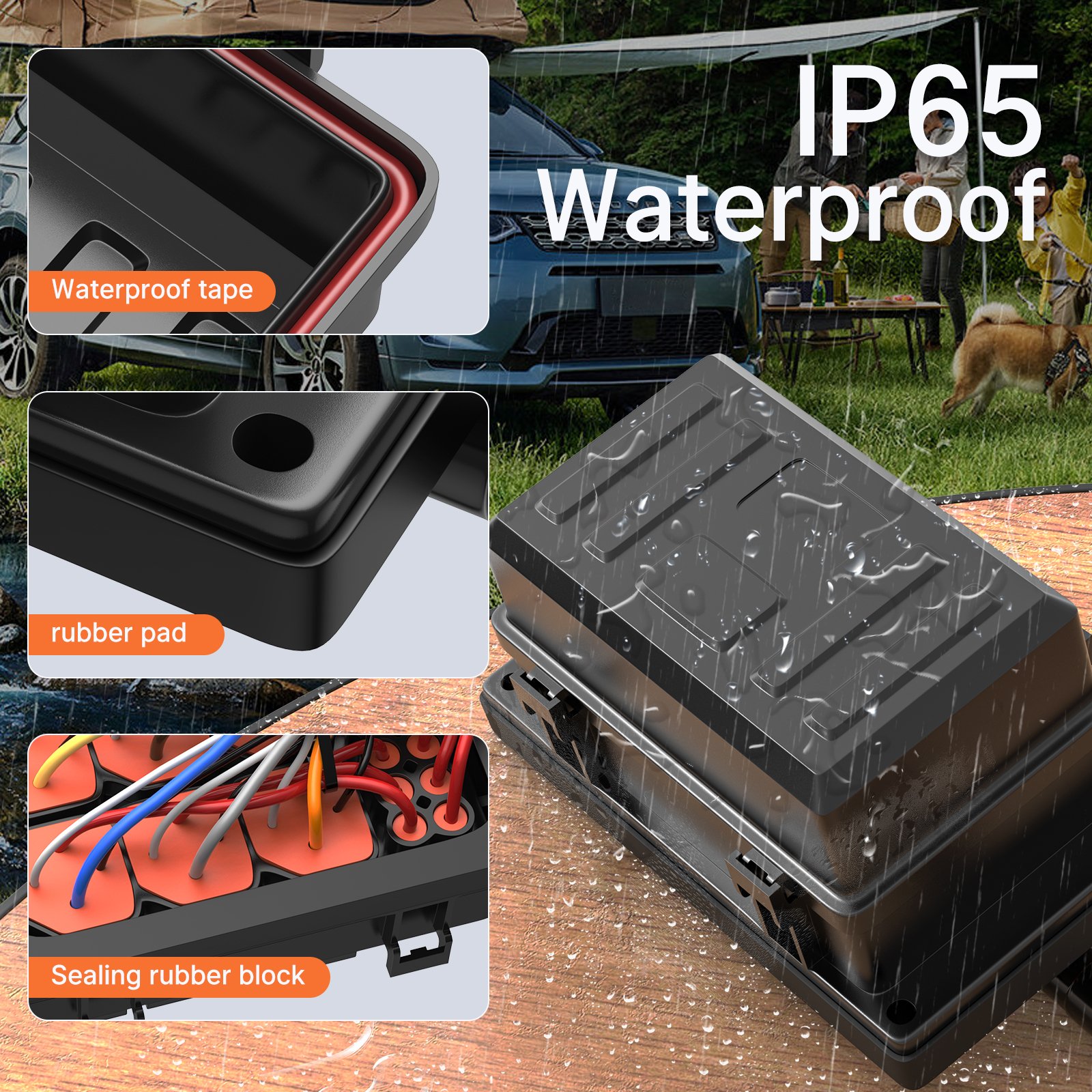 Waterproof Relay Fuse Box 12V 6 Slots Relay Block Automotive Relay Socket Waterproof ATC/ATO Blade Auto Car Fuse Holder