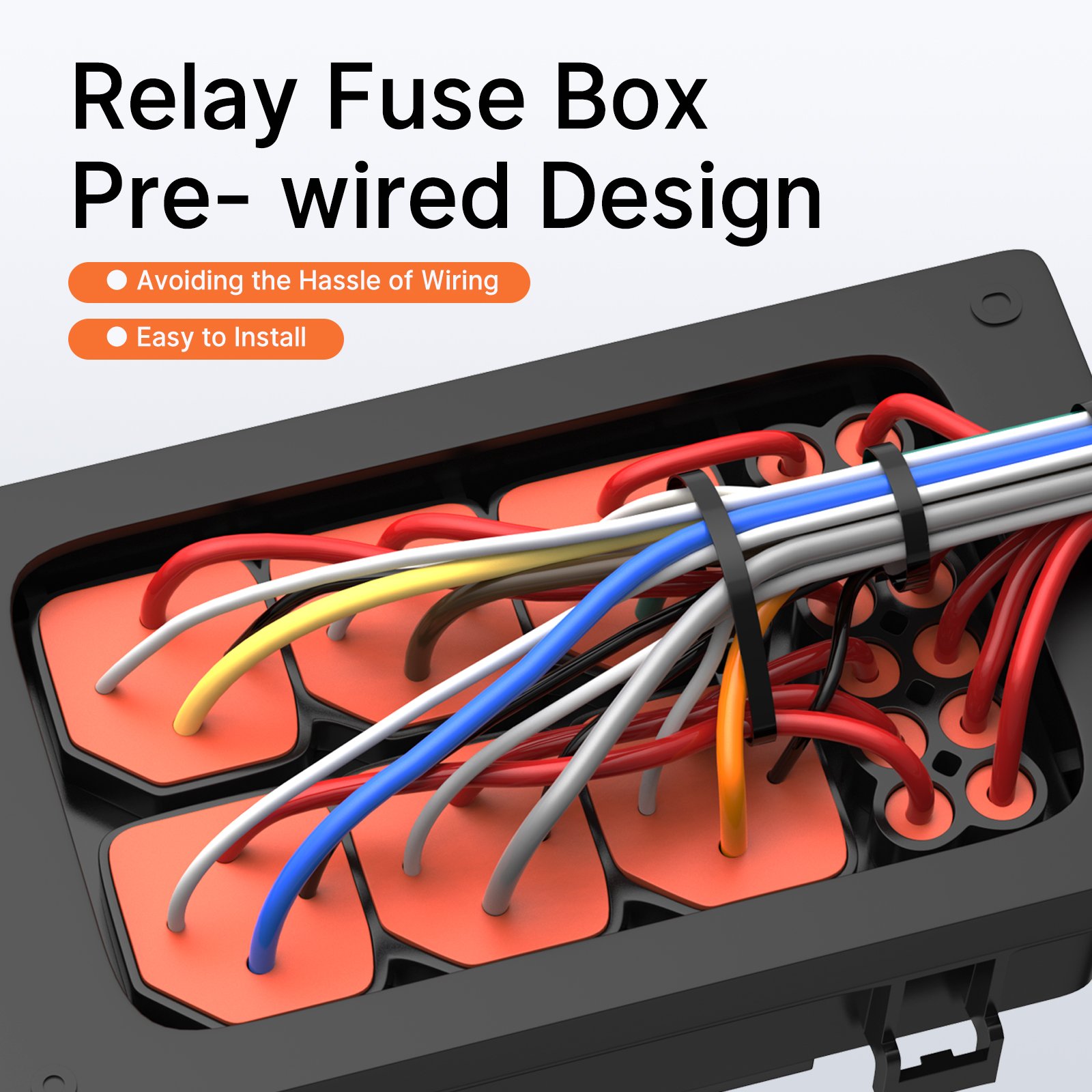 Waterproof Relay Fuse Box 12V 6 Slots Relay Block Automotive Relay Socket Waterproof ATC/ATO Blade Auto Car Fuse Holder