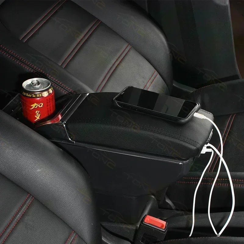TONC Armrest Console Box with Cup Holders and USB Charging for Toyota Hilux: Functional Interior Enhancement