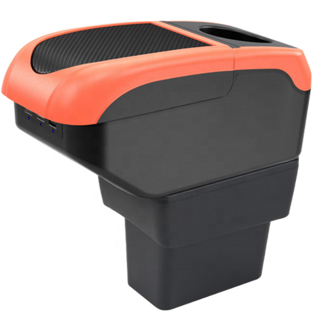 Japan Car Double Layers Slide USB Charger Curived Design Black Pu Leather Car Armrest Console Box for Nissan New Note