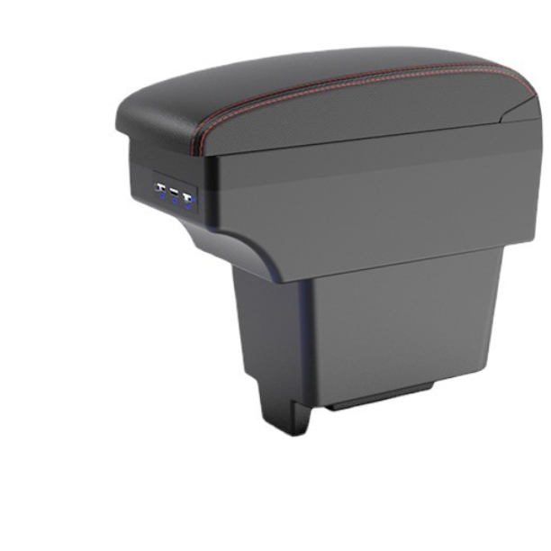 Japan Car Double Layers Slide USB Charger Curived Design Black Pu Leather Car Armrest Console Box for Nissan New Note