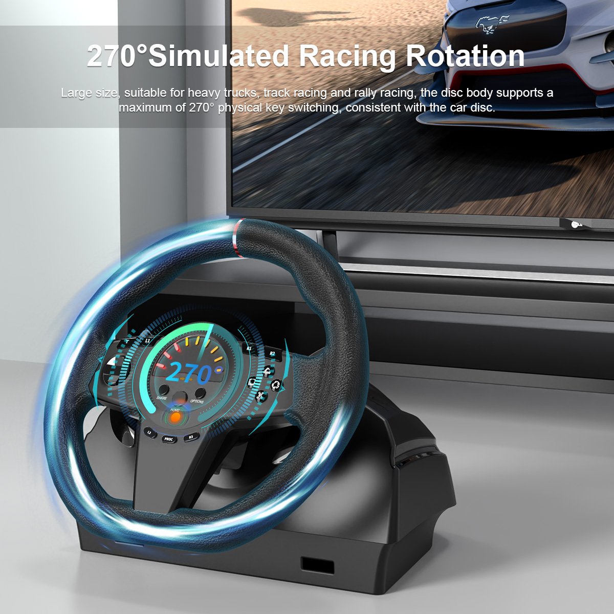 Rotating Gaming Racing Wheel Audio Pedal for Nintendo Switch X-box PS3 PS4 PC NS Shift Steering Wheel Car Race Game Real Feeling