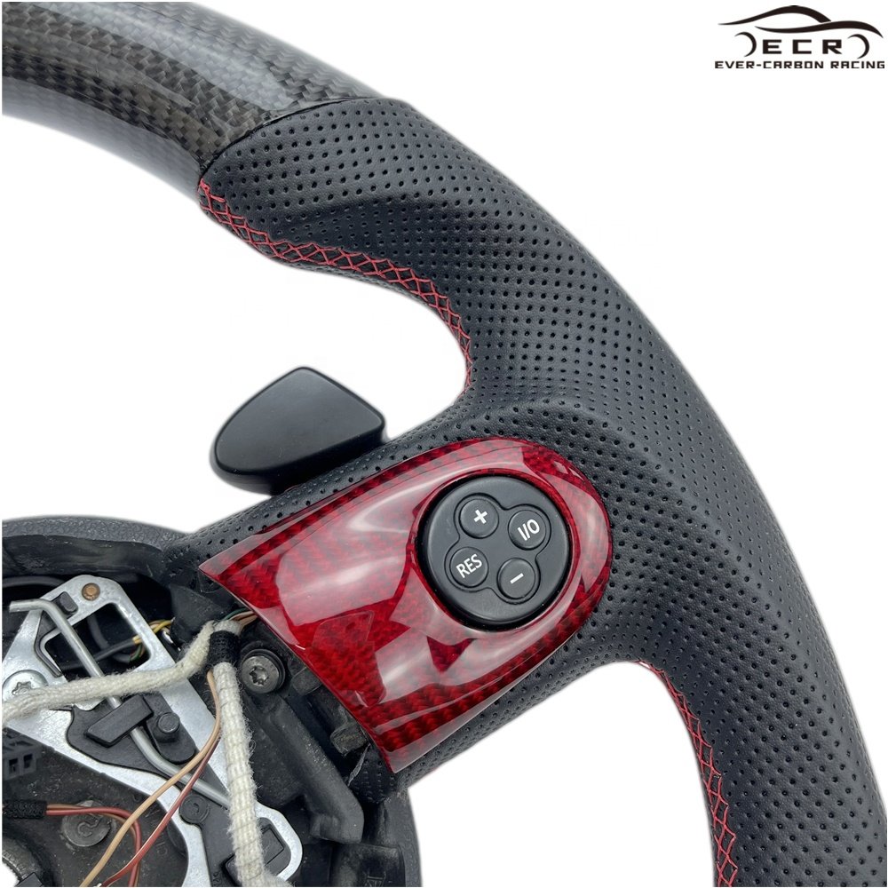Steering Wheel Ever-carbon Carbon Fiber Racing ECR Private Custom Perforated Leather Red for Mini Cooper S R56 Sports Carton Box