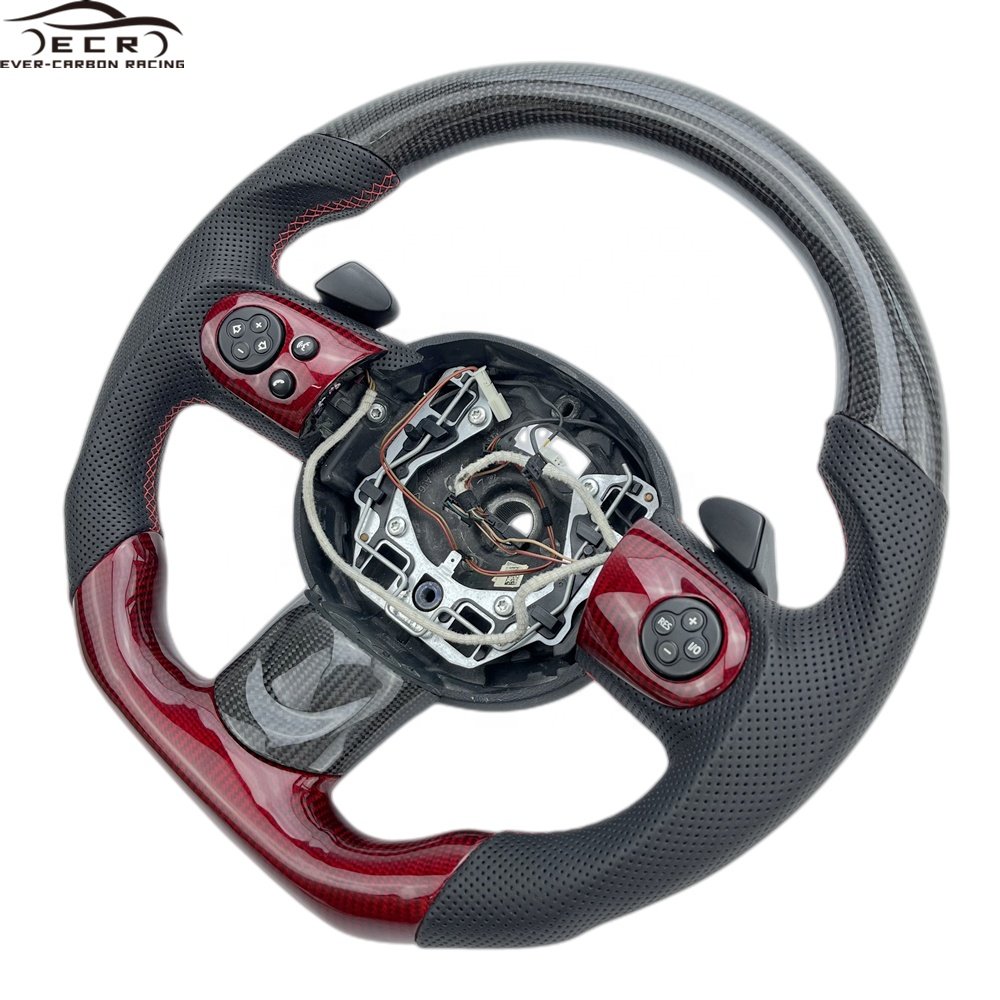 Steering Wheel Ever-carbon Carbon Fiber Racing ECR Private Custom Perforated Leather Red for Mini Cooper S R56 Sports Carton Box