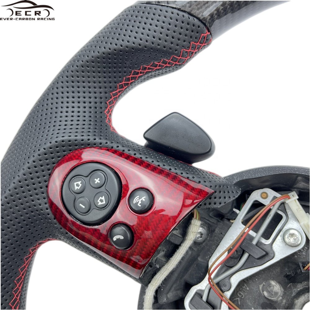 Steering Wheel Ever-carbon Carbon Fiber Racing ECR Private Custom Perforated Leather Red for Mini Cooper S R56 Sports Carton Box