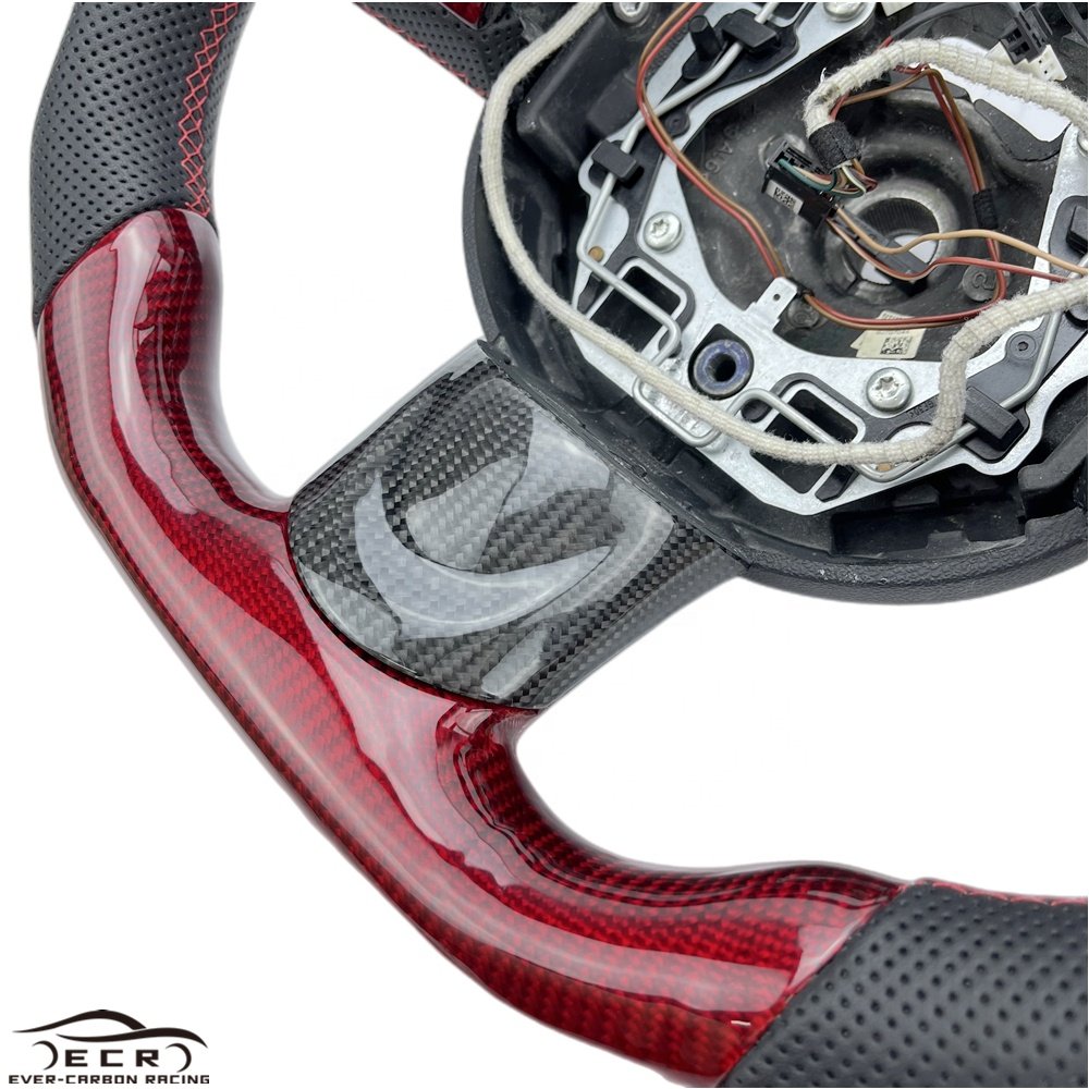 Steering Wheel Ever-carbon Carbon Fiber Racing ECR Private Custom Perforated Leather Red for Mini Cooper S R56 Sports Carton Box