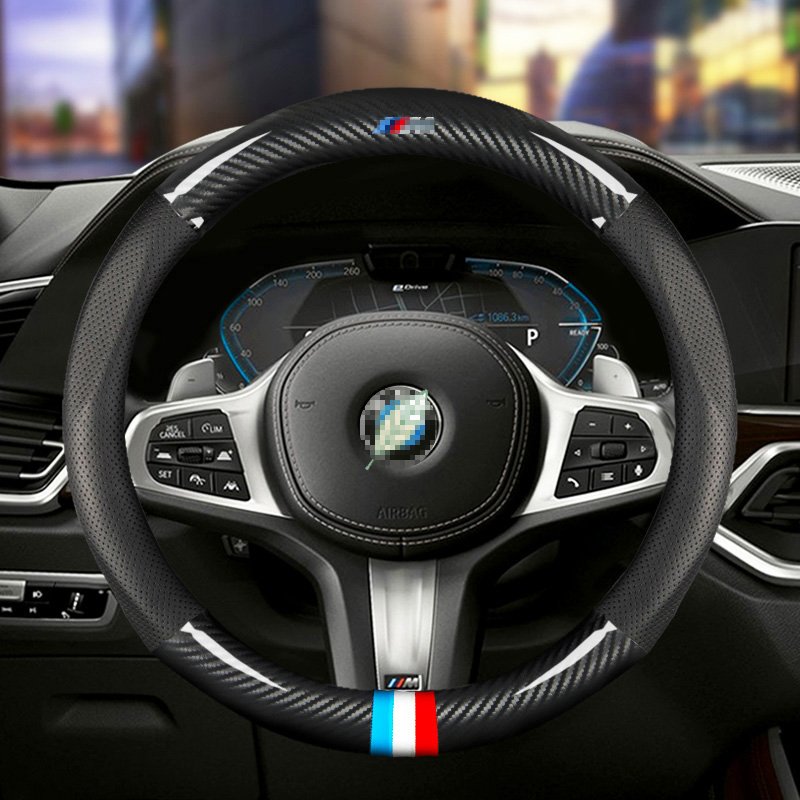 Round or D shape 38cm Car Carbon Fiber Steering Wheel Cover for BMW E38 E39 E46 X3 X5 Z3 Z4 1/3/5/7 Series
