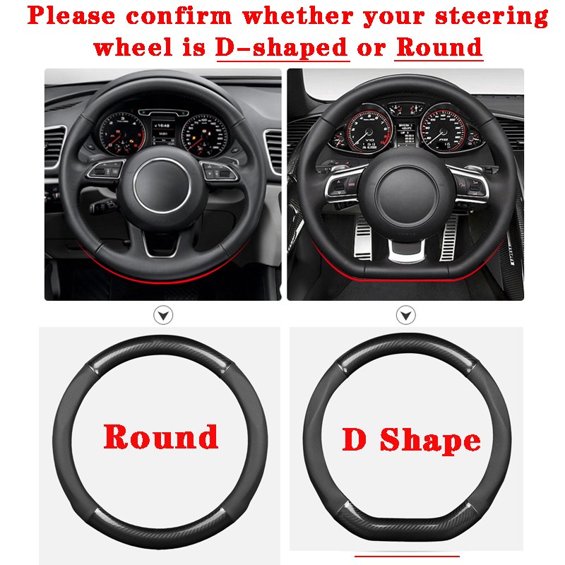Round or D shape 38cm Car Carbon Fiber Steering Wheel Cover for BMW E38 E39 E46 X3 X5 Z3 Z4 1/3/5/7 Series