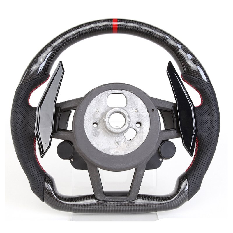 Refit R8 New Carbon Fiber leather car Steering Wheel with Extended shift paddles Fit for Audi A6 S3 RS3 RS4 RS5 TT