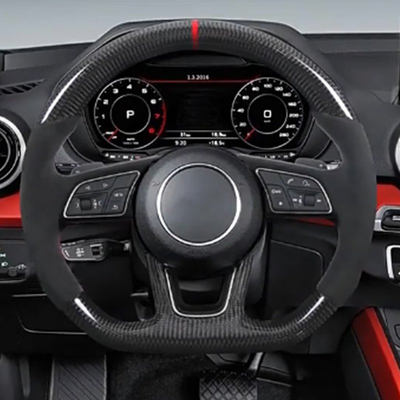 Refit R8 New Carbon Fiber leather car Steering Wheel with Extended shift paddles Fit for Audi A6 S3 RS3 RS4 RS5 TT