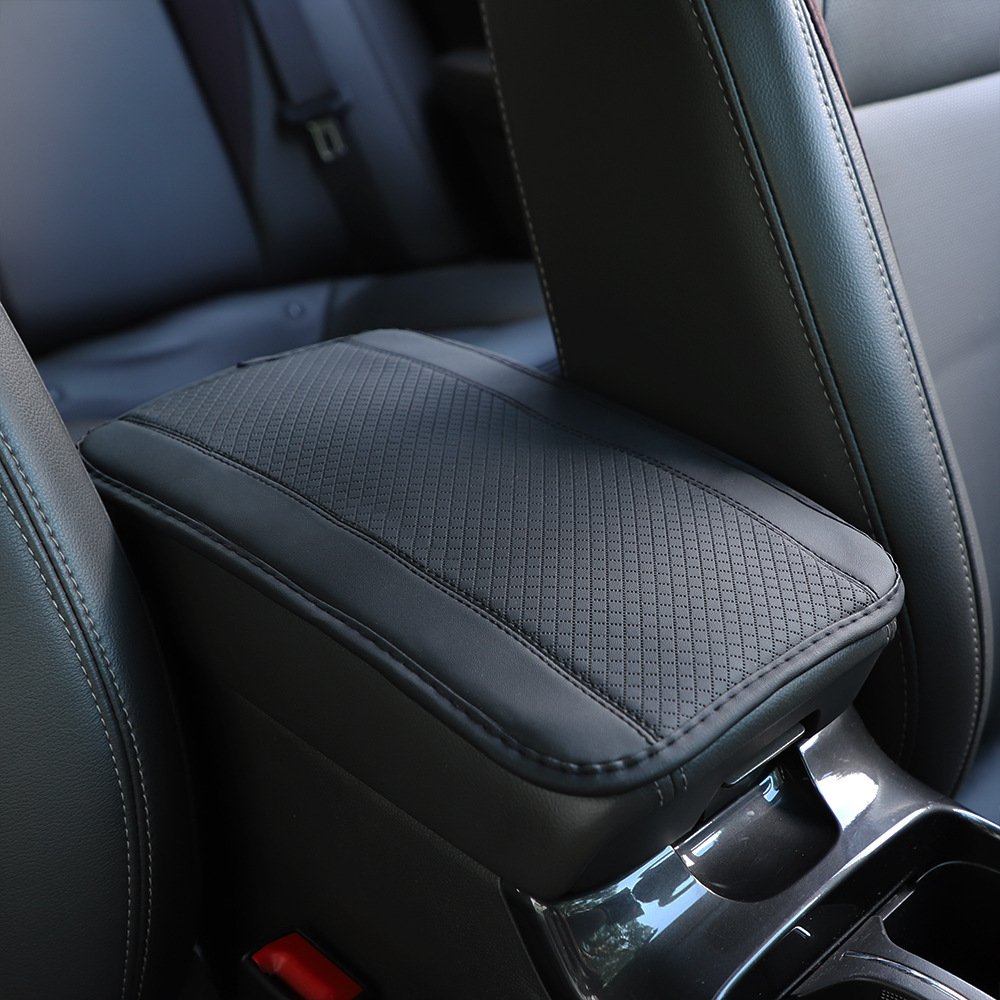 Universal Armrest Box Cushion Fiber Leather Embossed Double Line Anti-Slip Front Armrest Cover