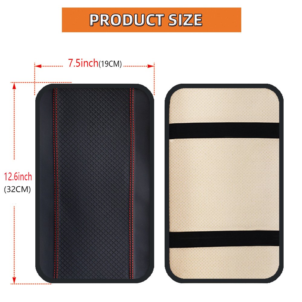Universal Armrest Box Cushion Fiber Leather Embossed Double Line Anti-Slip Front Armrest Cover