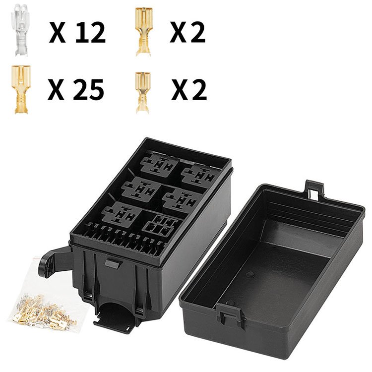 Universal 12V Car Marine 6 Way Relay 6-Slot ATO ATC Blade Auto Fuse Holder Block
